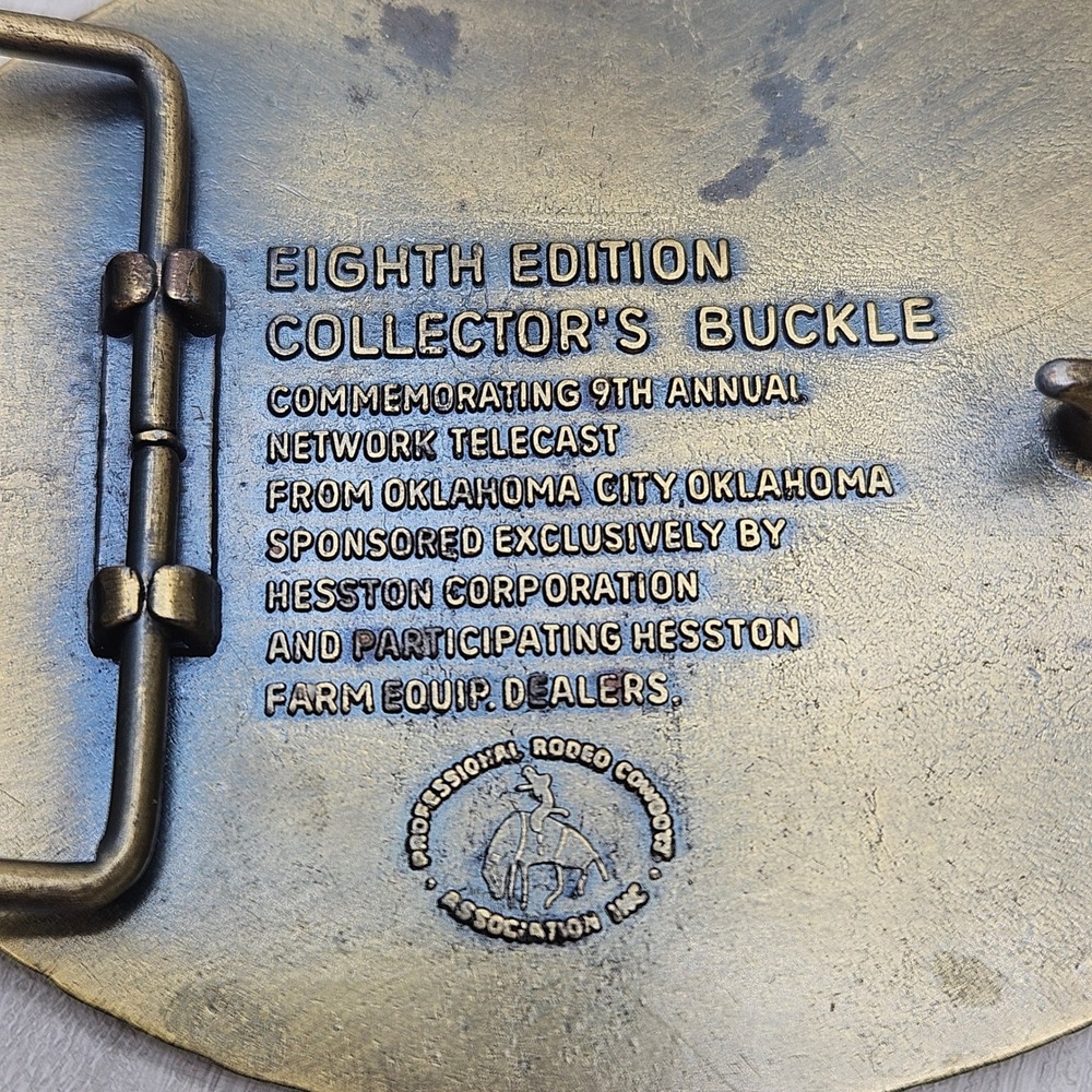 Vintage 1982 Hesston National Finals Rodeo NFR Belt Buckle 8th Edition Brass - Picture 3 of 3